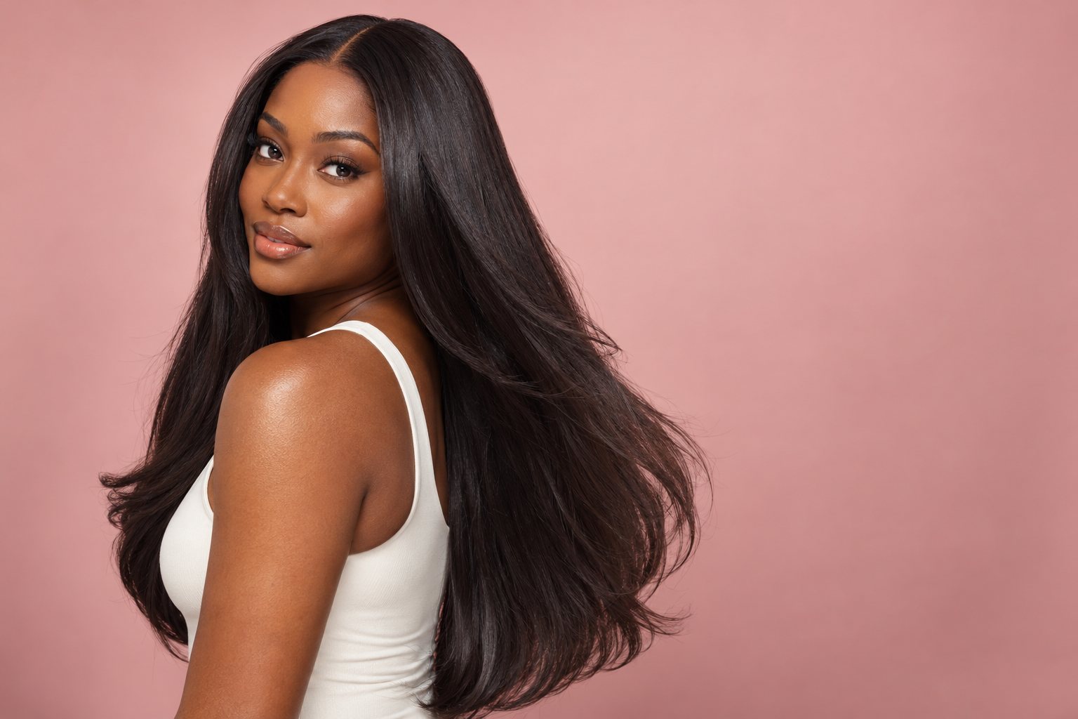 Long, glossy hair